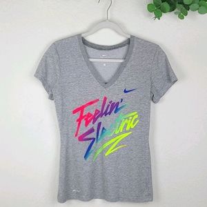 Nike Top Shirt Gray Feelin Electric Dri Fit Small